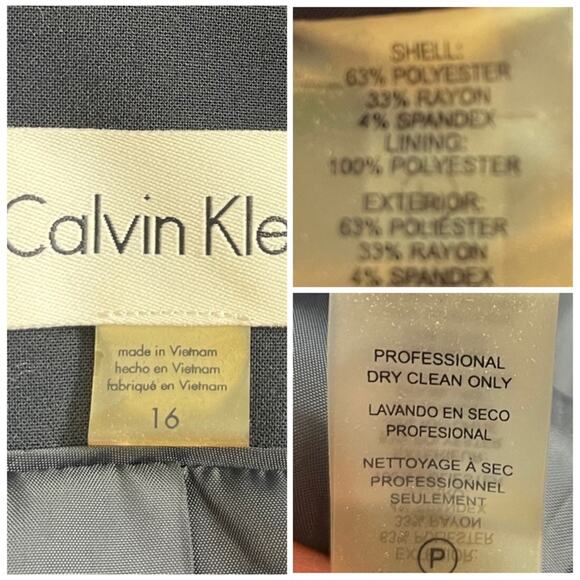 Calvin Klein Blazer 2 Button Black Classic Notch Lapel Stretch Women’s Size 16 - Picture 11 of 12